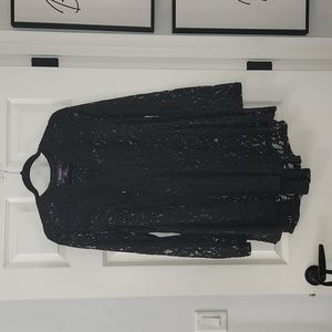 Roamans Plus Womans Sheer Lace 12W Black NWOT